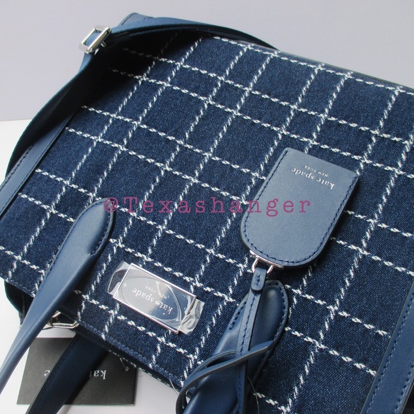 NWT Kate Spade Manhattan Denim Check Small Tote - Picture 12 of 14